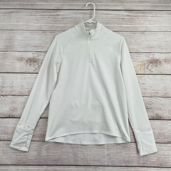 Athleta Whistler 1/4 Zip Pullover Sweatshirt Women's Size Small White Thumbhole - Picture 1 of 11